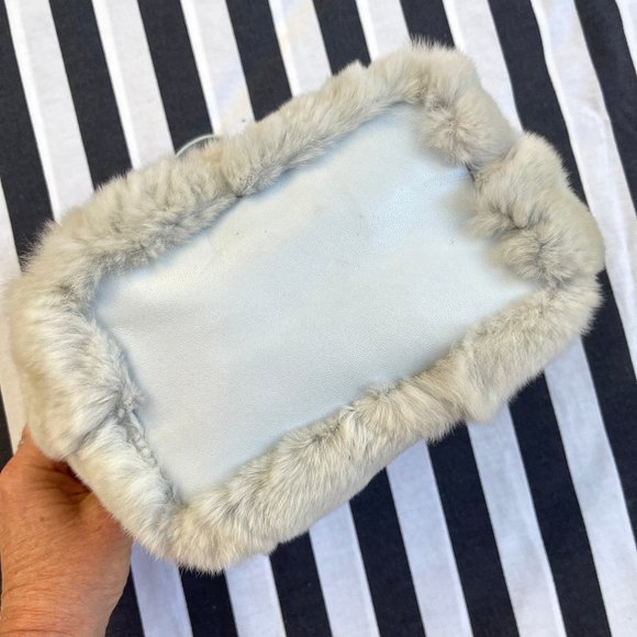 Made in Italy Genuine Blue Mink Fur Bag by Paola by PDL - Picture 6 of 10